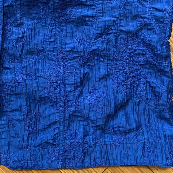 Coldwater Creek will men’s blue crinkle taffeta embroidered jacket button up - Picture 11 of 13